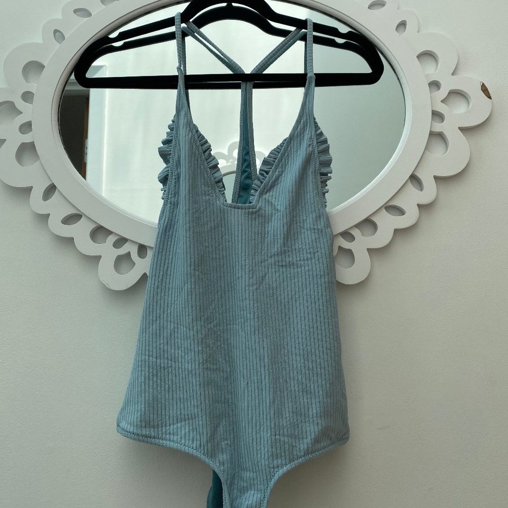 Made By Dawn One Piece Blue Ribbed Razorback